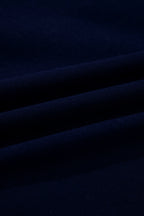 Navy Blue CLASSY UNTIL KICKOFF Plush Letter Patched Loose Sweatshirt