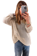Smoke Gray Crochet Hollow-out Jumper Top Sweater