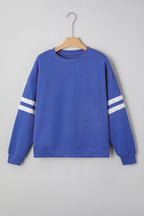 Rose Red Varsity Striped Detail Drop Shoulder Oversized Sweatshirt