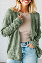 Green Bay Scalloped Edge Eyelet Knit Batwing Sleeve Cardigan