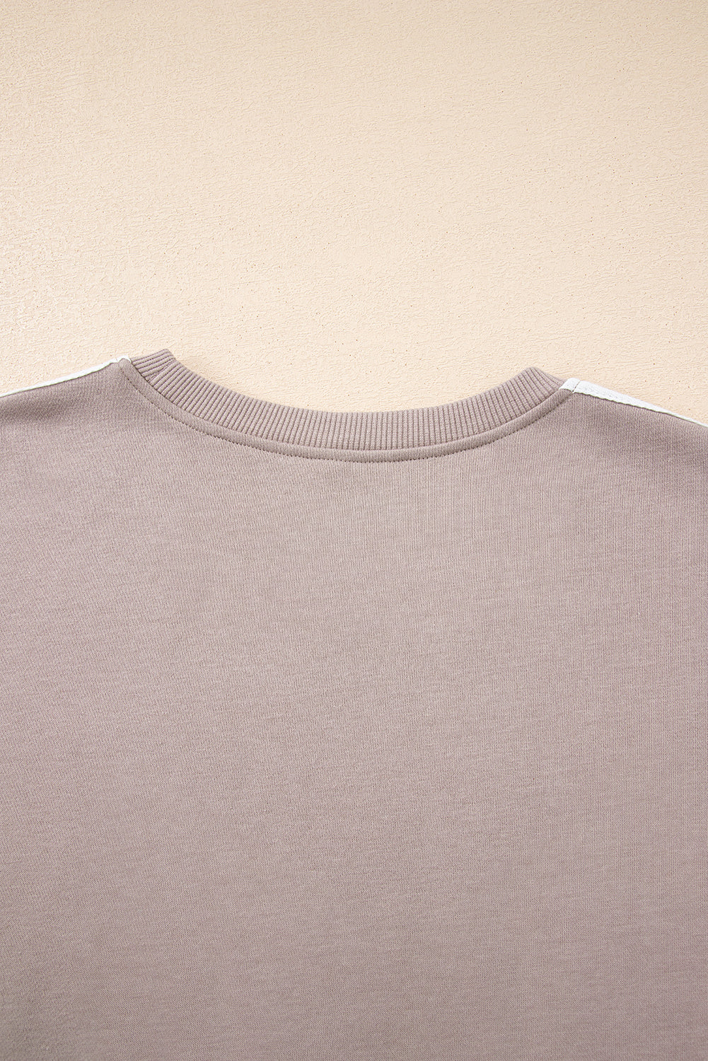 Oatmeal Varsity Striped Detail Crewneck Pullover Elastic Sweatpants 2pcs Outfit