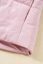 Pink Stand Neck Flutter Sleeve Snap Button Puffer Vest