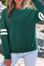 Rose Red Varsity Striped Detail Drop Shoulder Oversized Sweatshirt