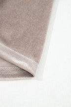 Smoke Gray 3/4 Sleeve Open Front Velvet Kimono