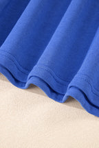 Tillandsia Purple Varsity Contrast Banded Sleeve Shift Sweatshirt Dress