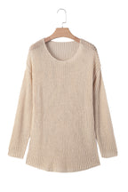 Smoke Gray Crochet Hollow-out Jumper Top Sweater