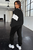 Navy Blue Drop Shoulder Loose Sweatshirt and Joggers Active Set