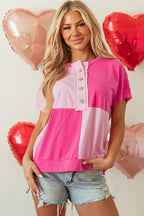 Myosotis Two Tone Half Buttons Collared T Shirt