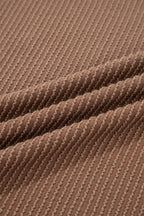 Dark Khaki Twist Ribbed Exposed Seam Detail Long Sleeve Loose Top