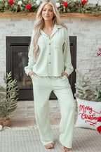 Clearly Aqua Textured Patched Chest Pocket Shirt and Pants Set