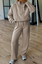 Beau Blue Half Zip Thumbhole Sleeve Hoodie Active Pants 2pcs Outfit