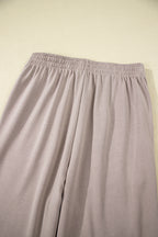 Oatmeal Varsity Striped Detail Crewneck Pullover Elastic Sweatpants 2pcs Outfit