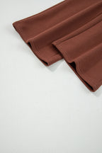 Coffee Fleece Lined Leopard Drawstring Elastic Waist Solid Pants