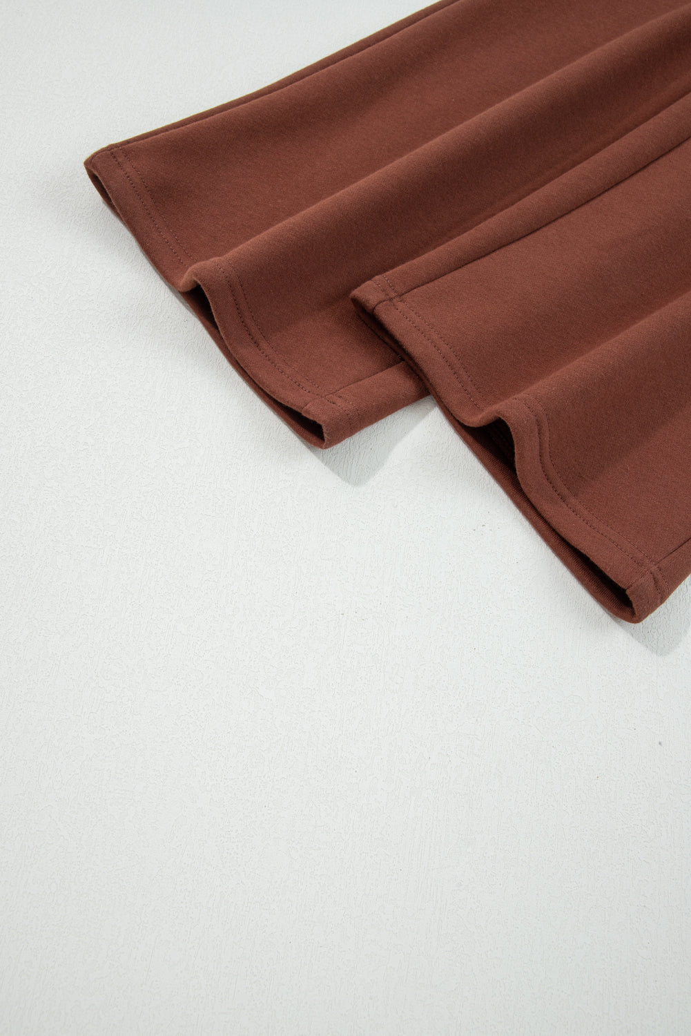 Coffee Fleece Lined Leopard Drawstring Elastic Waist Solid Pants