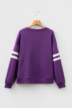 Rose Red Varsity Striped Detail Drop Shoulder Oversized Sweatshirt
