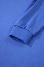 Tillandsia Purple Varsity Contrast Banded Sleeve Shift Sweatshirt Dress