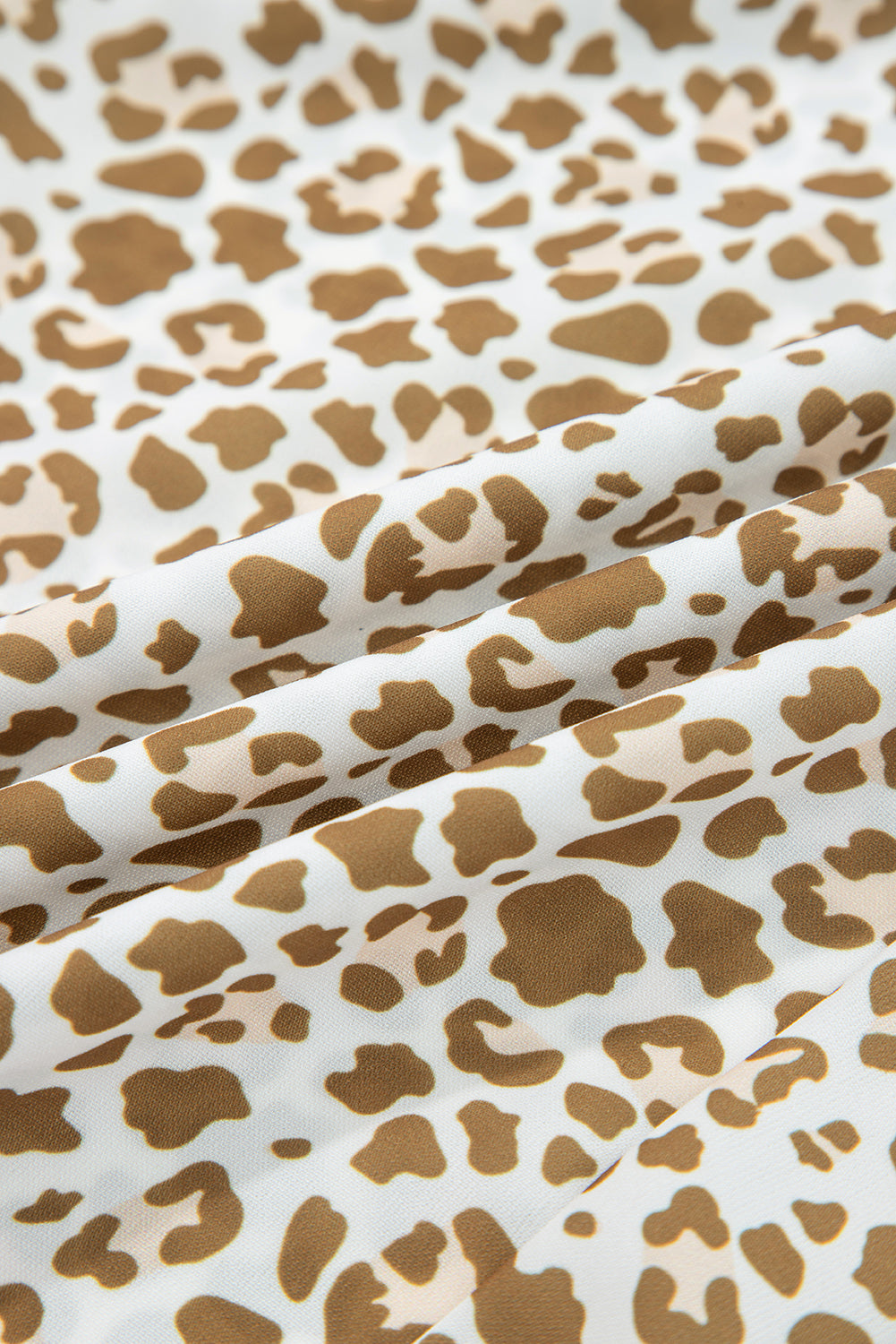 Khaki Leopard Drawstring Elastic Waistband Loose Pants