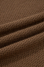 Dark Brown Color Block Knit Striped Sleeve Detail Casual Sweater