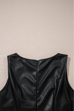 Black Vegan Leather Sleeveless Mini Dress