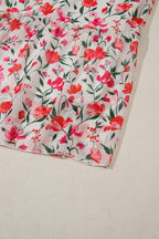 Pink Plus Size Floral Square Neck Puff Sleeve Ruffle Maxi Dress