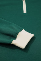 Evergreen Contrast Trim Zip Collar Long Sleeve Ruffle Hem Mini Dress