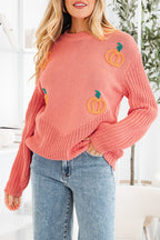 Blossom Pumpkin Embroidered Thanksgiving Holiday Sweater