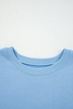 Beau Blue Floral Patchwork Drop Shoulder Pullover and Sweatpants Lounge Set