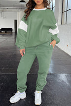 Navy Blue Drop Shoulder Loose Sweatshirt and Joggers Active Set