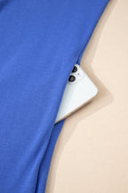 Tillandsia Purple Varsity Contrast Banded Sleeve Shift Sweatshirt Dress