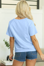 Black Striped Patch Front Casual Tee