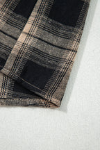 Multicolour Retro Plaid Double Flap Pocket Brushed Shacket