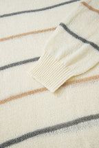 Multicolour Striped Ribbed Edge Drop Shoulder Sweater