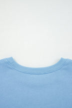 Beau Blue Floral Patchwork Drop Shoulder Pullover and Sweatpants Lounge Set