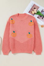 Blossom Pumpkin Embroidered Thanksgiving Holiday Sweater