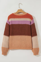 Multicolour Cropped Colorblock Drop Shoulder Knitted Sweater