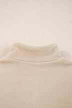 Parchment Fleece Colorblock Patchwork Zipped Neck Pullover Sweatshirt