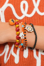 Orange 4pcs Halloween Ghost Spider Web Beaded Bracelet Set