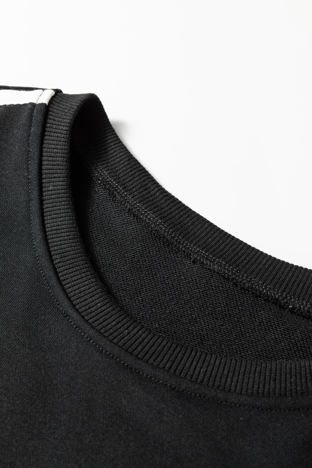 Oatmeal Varsity Striped Detail Crewneck Pullover Elastic Sweatpants 2pcs Outfit