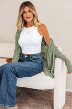 Green Bay Scalloped Edge Eyelet Knit Batwing Sleeve Cardigan