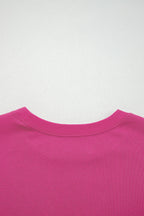 Rose Red Varsity Striped Detail Drop Shoulder Oversized Sweatshirt