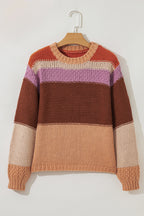 Multicolour Cropped Colorblock Drop Shoulder Knitted Sweater